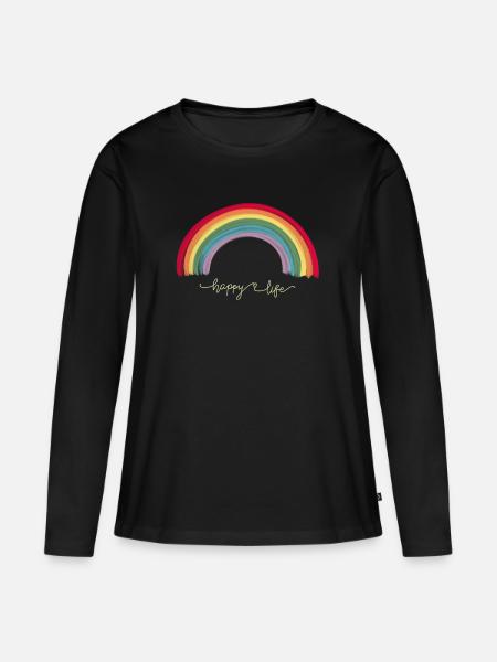Cooler Regenbogen - Frauen Premium Bio Langarmshirt - Schwarz