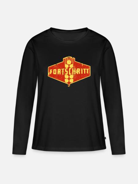 DDR Landmaschinen FORTSCHRITT - Frauen Premium Bio Langarmshirt - Schwarz