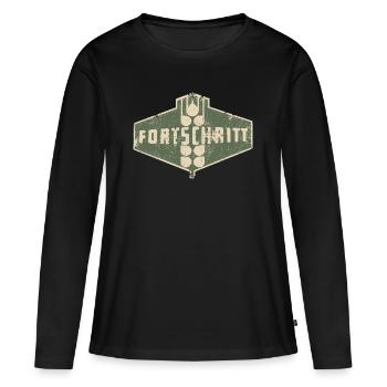 IFA FORTSCHRITT - Retro Logo Ostalgie LPG - Frauen Premium Bio Langarmshirt - Schwarz - Vorne - Julia (174cm)