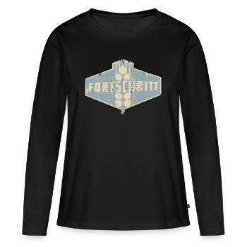 FORTSCHRITT - Retro - Ostalgie - DDR - Frauen Premium Bio Langarmshirt - Schwarz - Vorne - Julia (174cm)