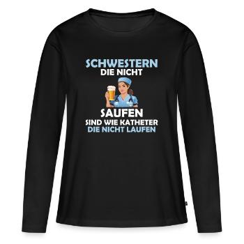 Krankenschwester Pflege Arzthelferin Pflegerin - Frauen Premium Bio Langarmshirt - Schwarz - Vorne - Julia (174cm)