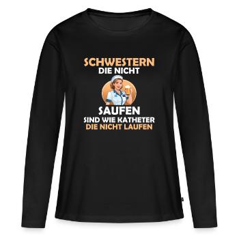 Krankenschwester Pflege Arzthelferin Pflegerin - Frauen Premium Bio Langarmshirt - Schwarz - Vorne - Julia (174cm)