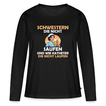 Krankenschwester Pflege Arzthelferin Pflegerin - Frauen Premium Bio Langarmshirt - Schwarz - Vorne - Julia (174cm)