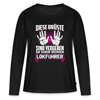 LOKFÜHRER - Brüste - Frauen Premium Bio Langarmshirt - Schwarz - Vorne - Julia (174cm)
