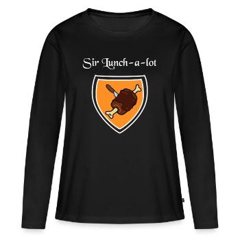 Sir Lunch a lot - Frauen Premium Bio Langarmshirt - Schwarz - Vorne - Julia (174cm)