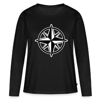 Étoile boussole - T-shirt manches longues Premium bio Femme - noir - Devant - Julia (174cm)