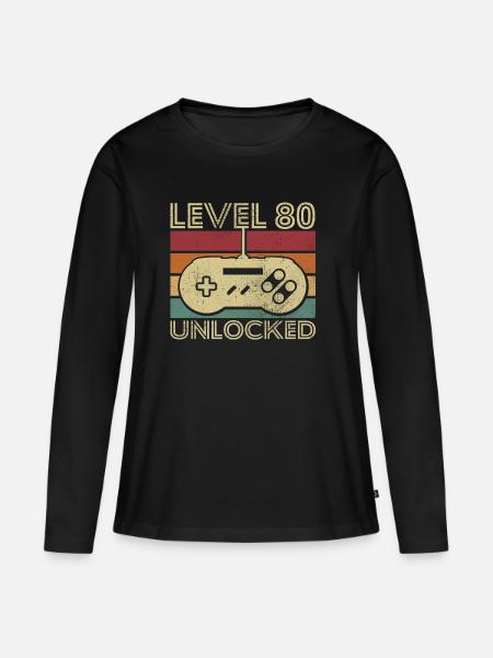 Nivå 80 ulåst 80-årsgave - Premium økologisk langermet T-skjorte for kvinner - svart