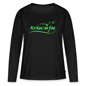Fée aux herbes (b) - T-shirt manches longues Premium bio Femme - noir - Devant - Julia (174cm)