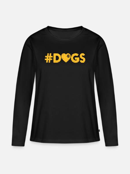 #DOGS - Frauen Premium Bio Langarmshirt - Schwarz
