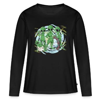 Alien - T-shirt manches longues Premium bio Femme - noir - Devant - Julia (174cm)
