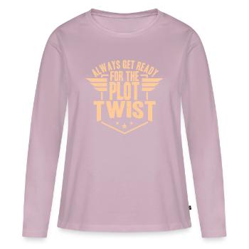 Autor - Immer bereit für den Plot Twist - Frauen Premium Bio Langarmshirt - Altrosa - Vorne - Julia (174cm)