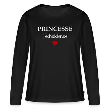 Princesse Technicienne - T-shirt manches longues Premium bio Femme - noir - Devant - Julia (174cm)