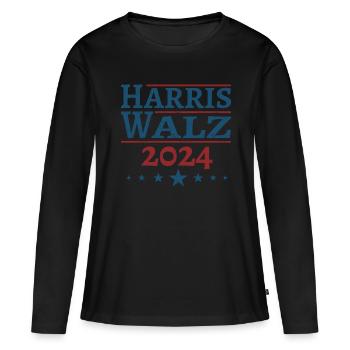 Harris Walz 2024 - Frauen Premium Bio Langarmshirt - Schwarz - Vorne - Julia (174cm)