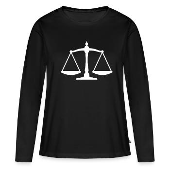 Balance / Justice - T-shirt manches longues Premium bio Femme - noir - Devant - Julia (174cm)