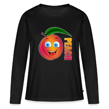 Peach Pfirsich - Frauen Premium Bio Langarmshirt - Schwarz - Vorne - Julia (174cm)