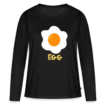 Oeuf sur le plat - T-shirt manches longues Premium bio Femme - noir - Devant - Julia (174cm)