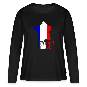 France - cadeau France - T-shirt manches longues Premium bio Femme - noir - Devant - Julia (174cm)