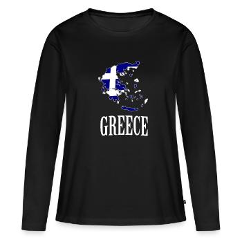 Grèce Grèce - T-shirt manches longues Premium bio Femme - noir - Devant - Julia (174cm)