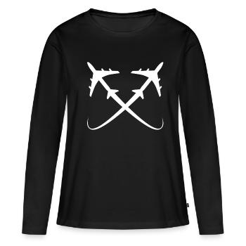 Avions avions - T-shirt manches longues Premium bio Femme - noir - Devant - Julia (174cm)