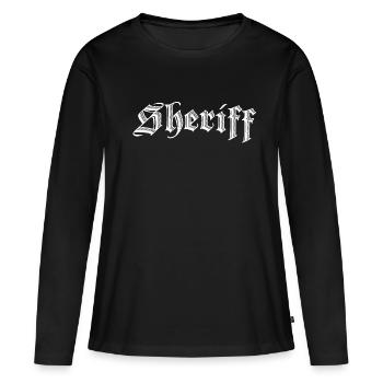 Shérif - T-shirt manches longues Premium bio Femme - noir - Devant - Julia (174cm)