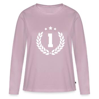 première place 1 - T-shirt manches longues Premium bio Femme - rose poudré - Devant - Julia (174cm)