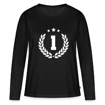 première place 1 - T-shirt manches longues Premium bio Femme - noir - Devant - Julia (174cm)