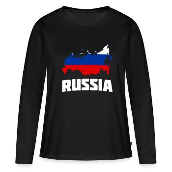 Russie Russie Carte Carte Pays Cadeau - T-shirt manches longues Premium bio Femme - noir - Devant - Julia (174cm)