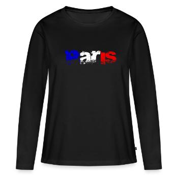 Paris - T-shirt manches longues Premium bio Femme - noir - Devant - Julia (174cm)