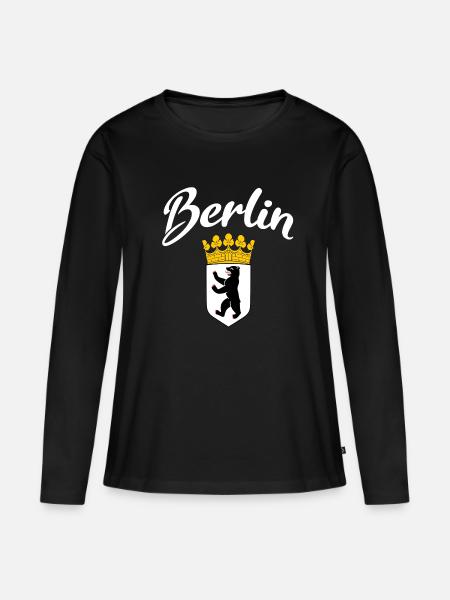 Berlin Berliner Bär Wappen - Frauen Premium Bio Langarmshirt - Schwarz