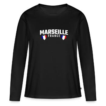 MARSEILLE FRANCE - Frauen Premium Bio Langarmshirt - Schwarz - Vorne - Julia (174cm)