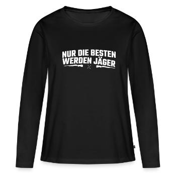 Jäger Jagen Spruch Nur die besten werden Jäger - Frauen Premium Bio Langarmshirt - Schwarz - Vorne - Julia (174cm)