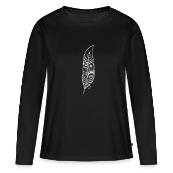 Feder - Frauen Premium Bio Langarmshirt - Schwarz - Vorne - Julia (174cm)