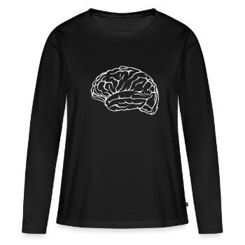cerveau - T-shirt manches longues Premium bio Femme - noir - Devant - Julia (174cm)