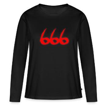 666 - T-shirt manches longues Premium bio Femme - noir - Devant - Julia (174cm)