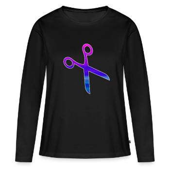Friseur Schere - Frauen Premium Bio Langarmshirt - Schwarz - Vorne - Julia (174cm)