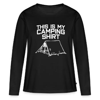 Camping Camping Camping Tente - T-shirt manches longues Premium bio Femme - noir - Devant - Julia (174cm)