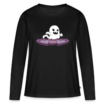 DJ « ghost-music » basse son disco beat boombox - T-shirt manches longues Premium bio Femme - noir - Devant - Julia (174cm)