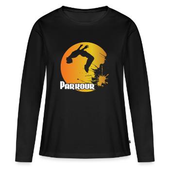 Backflip de parkour - T-shirt manches longues Premium bio Femme - noir - Devant - Julia (174cm)