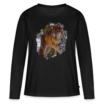 Loup - T-shirt manches longues Premium bio Femme - noir - Devant - Julia (174cm)