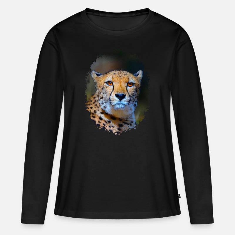 Gepard - Frauen Premium Bio Langarmshirt - Schwarz