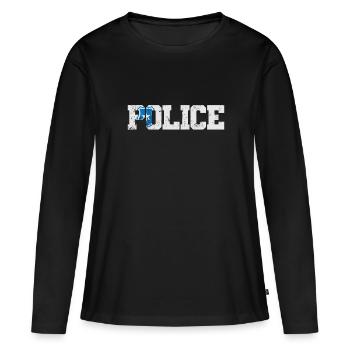 Police de police - T-shirt manches longues Premium bio Femme - noir - Devant - Julia (174cm)