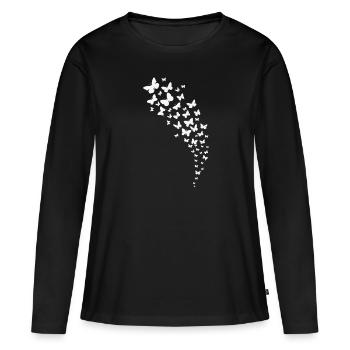 beau essaim papillon - T-shirt manches longues Premium bio Femme - noir - Devant - Julia (174cm)