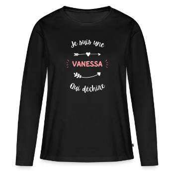 Je suis une Vanessa qui déchire - T-shirt manches longues Premium bio Femme - noir - Devant - Julia (174cm)
