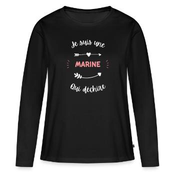 Je suis une Marine qui déchire - T-shirt manches longues Premium bio Femme - noir - Devant - Julia (174cm)