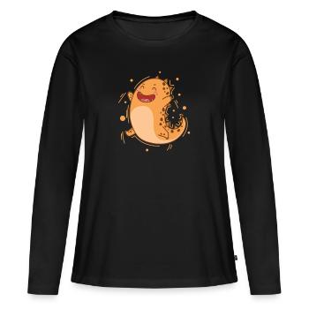 petit dinosaure se réjouit dinosaure reptile - T-shirt manches longues Premium bio Femme - noir - Devant - Julia (174cm)