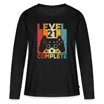 Level 21 Complete Geburtstag 21 Jahre Mann Frau - Frauen Premium Bio Langarmshirt - Schwarz - Vorne - Julia (174cm)
