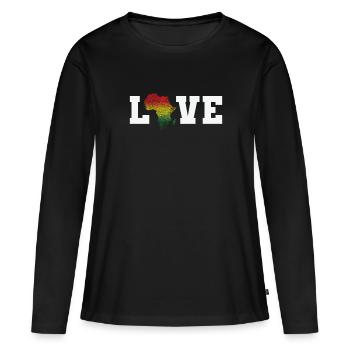 Amour Population Continent Afrique Carte - T-shirt manches longues Premium bio Femme - noir - Devant - Julia (174cm)