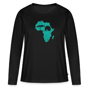 Safari Afrique Population Continent Carte - T-shirt manches longues Premium bio Femme - noir - Devant - Julia (174cm)