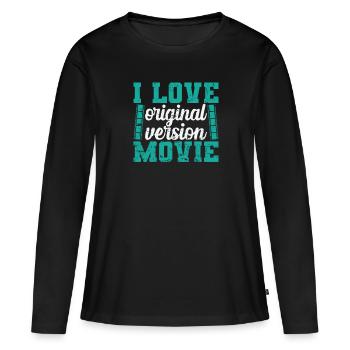 J’adore la traduction de films en version originale - T-shirt manches longues Premium bio Femme - noir - Devant - Julia (174cm)