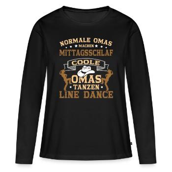 Line Dance Outfit Oma Country Kleidung, Linedance - Frauen Premium Bio Langarmshirt - Schwarz - Vorne - Julia (174cm)